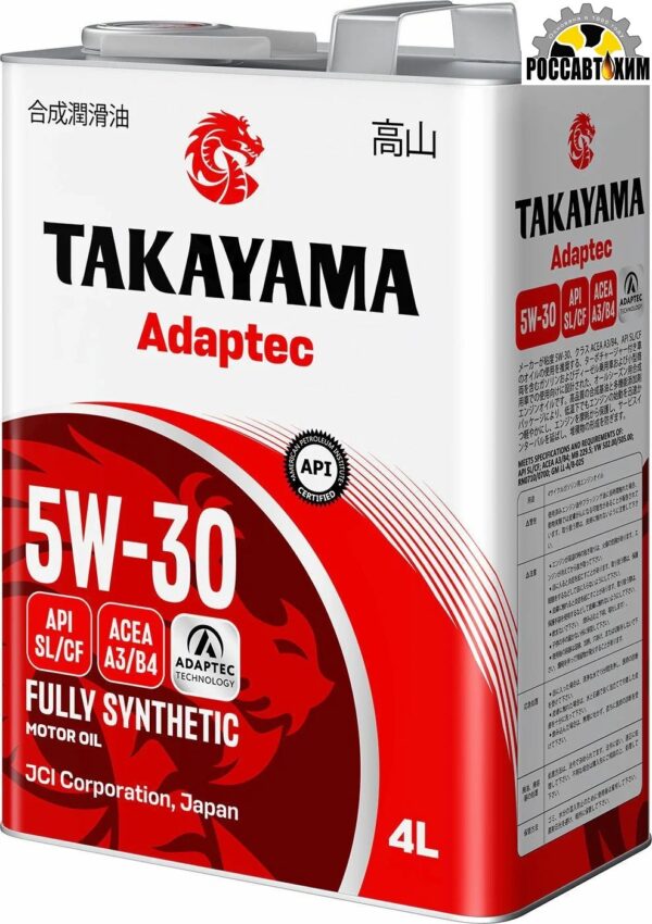 Масло моторное TAKAYAMA 5W30 Adaptec  SL/CF,A3/B4 4л арт.6056096